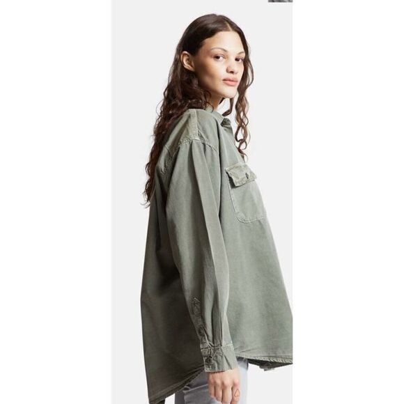 NSF BUSY OVERSIZED BOYFRIEND SHIRT - PIGMENT ARMY NWT Size Small - Picture 2 of 7